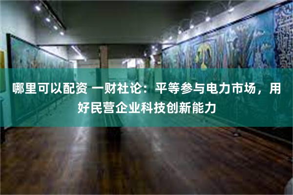 哪里可以配资 一财社论：平等参与电力市场，用好民营企业科技创新能力