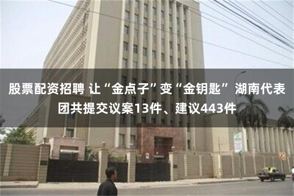 股票配资招聘 让“金点子”变“金钥匙” 湖南代表团共提交议案13件、建议443件